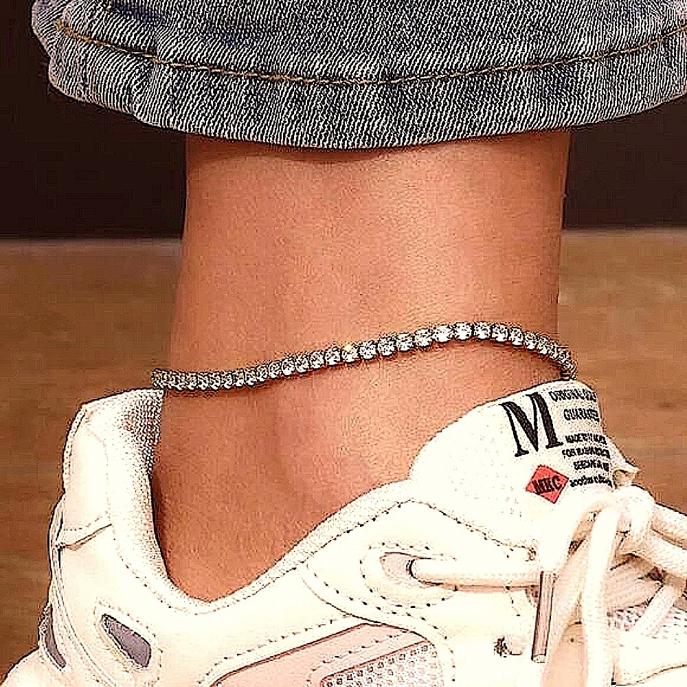 Tennis‎ Ankle Bracelet | WGP 925 Sterling Silver
